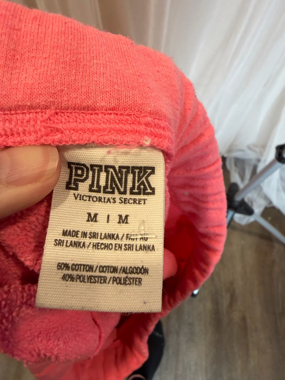 PINK Victoria’s Secret Neon Pink Sweatpants Size Medium – Wide Leg Lounge Pants - Picture 5 of 5